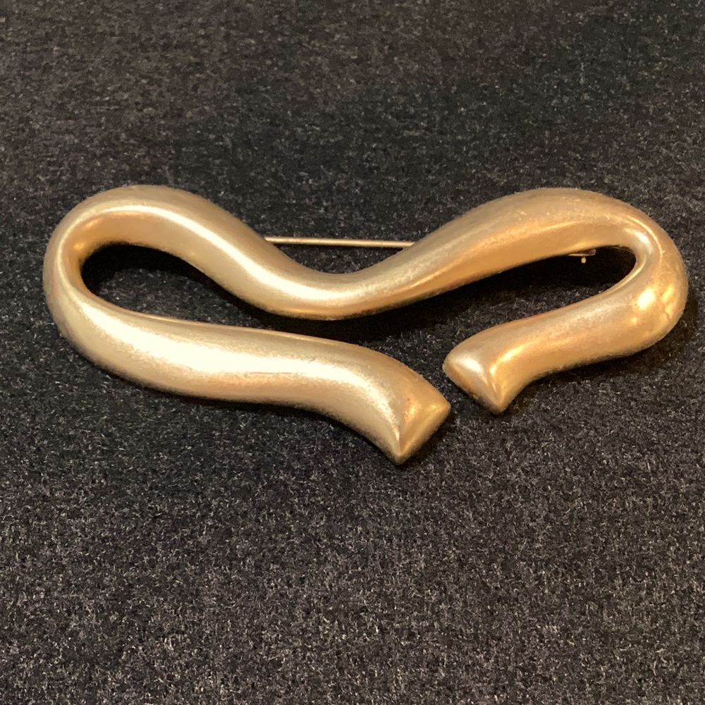 Vintage Fernando Originals FO Signed Modernist Abstract Gold Tone Pin Brooch